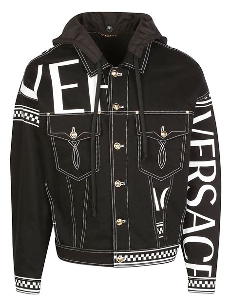 gold versace jacket|Versace black denim jacket.